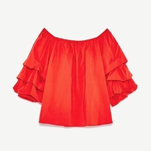 Zara blue life red off shoulder top new w/o tags